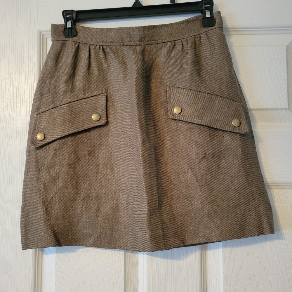 A.P.C. Taupe Mini Skirt with Front Flap Pockets
